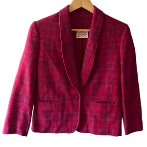 Pendleton Vintage Petite Pink Plaid Blazer Size 4